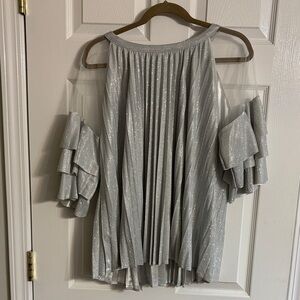 Elegant Shimmer Silver Women's Top